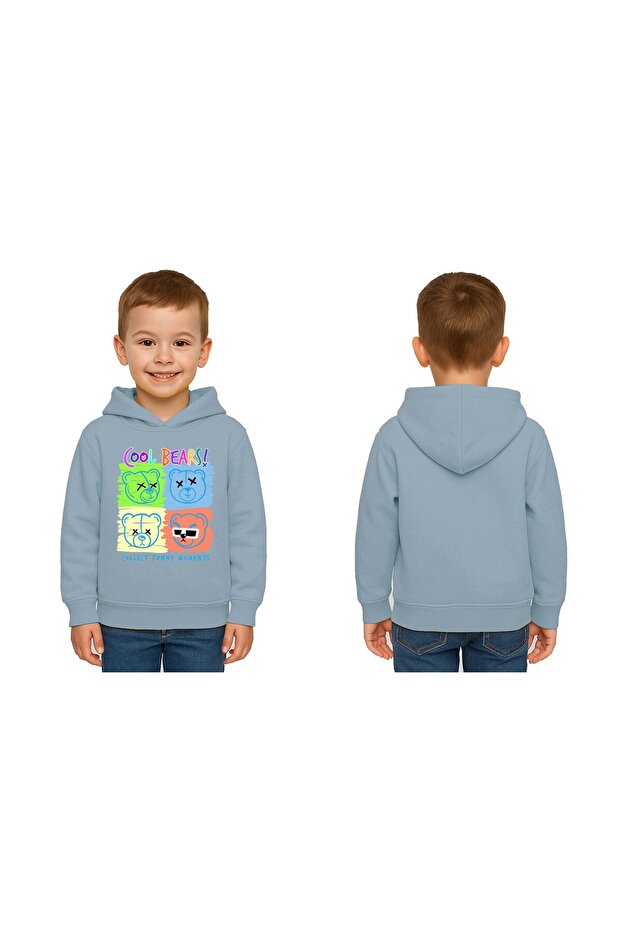 Unisex Teddy Bear Bear Printed Children's Swaetshirt Hooded 3 Thread Raster