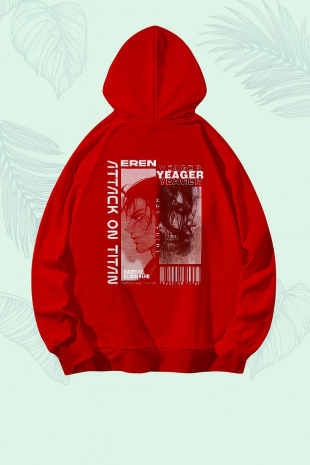 Unisex Oversized Hooded Anime Style Graphic Printed Street Fashion Casual Sweatshirt