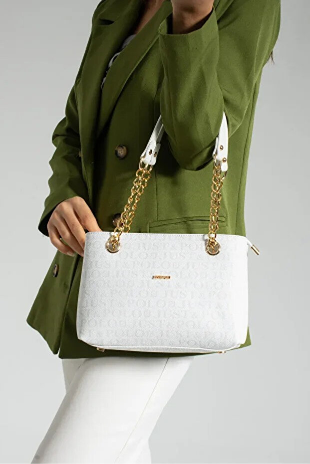 Women's Medium Size Chain Detailed Adjustable Strap Stylish Hand & Shoulder Bag Shoulder Bag