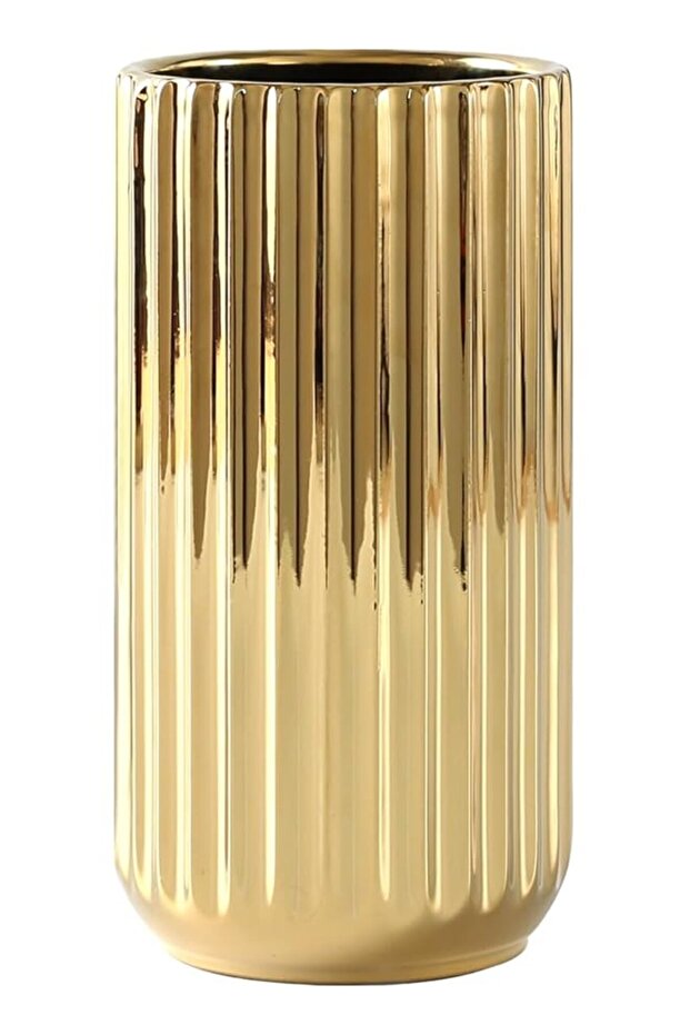 Ceramic Flower Vase - Gold (M)