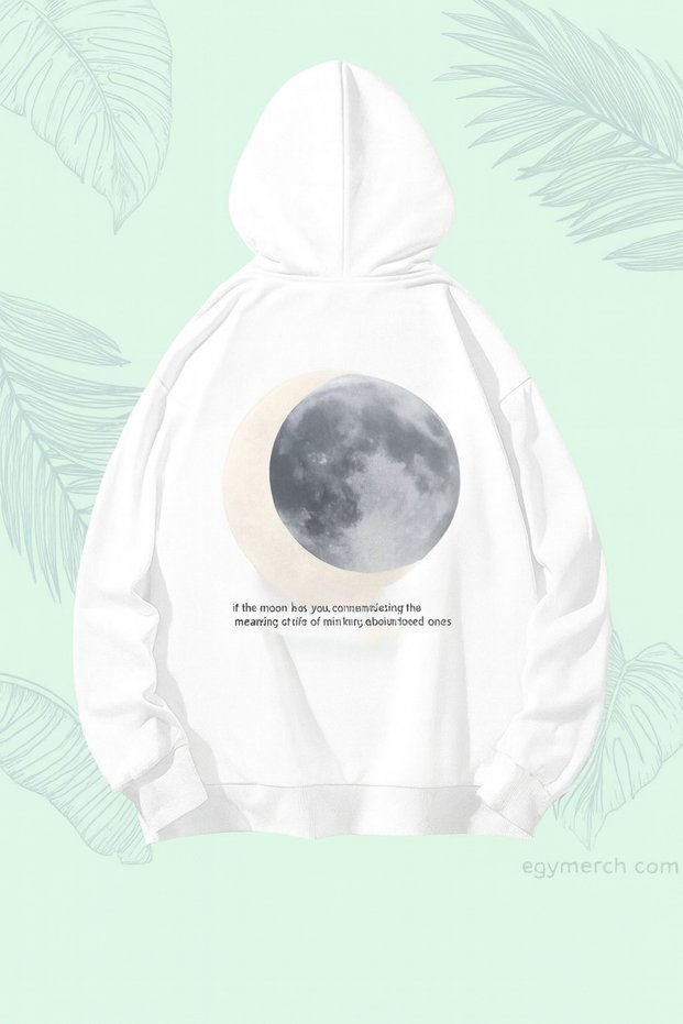 Unisex Oversized Hooded Moon Phases Printed Minimal Casual Streetwear Fashion Sweatshirt