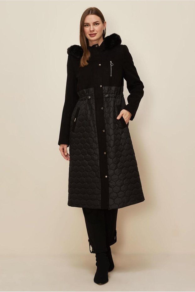 Hooded Waist-Tie Coat 90614