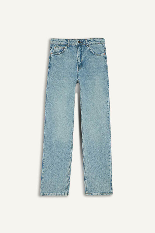 Comfort Straight Mid Waist Pipe Leg Jean Trousers G2215Ax25Wn