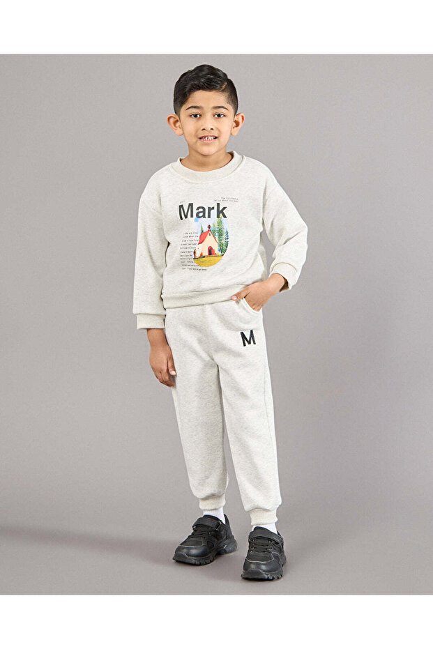 Boys Grey Printed Jog Set (2 Piece) - 1