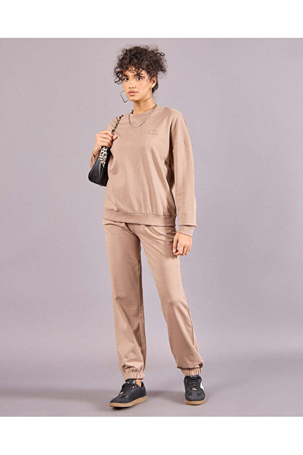 Women Brown Solid Wide Leg Joggers - 2