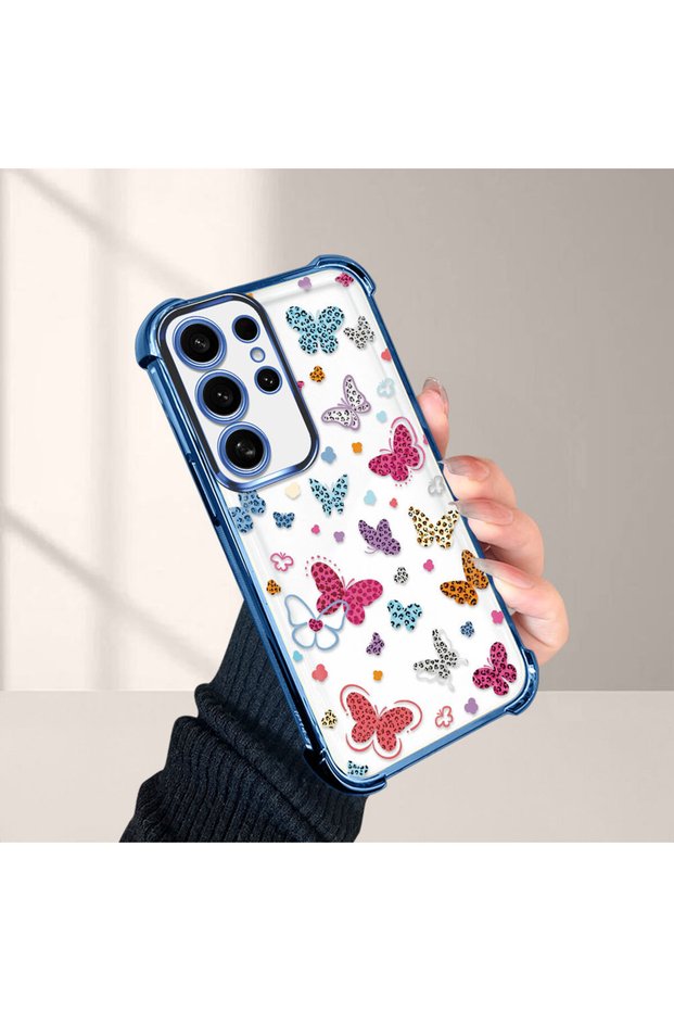 Samsung Galaxy S24 Ultra Compatible Transparent Silicone Flutter Protective Case Butterfly Patterns