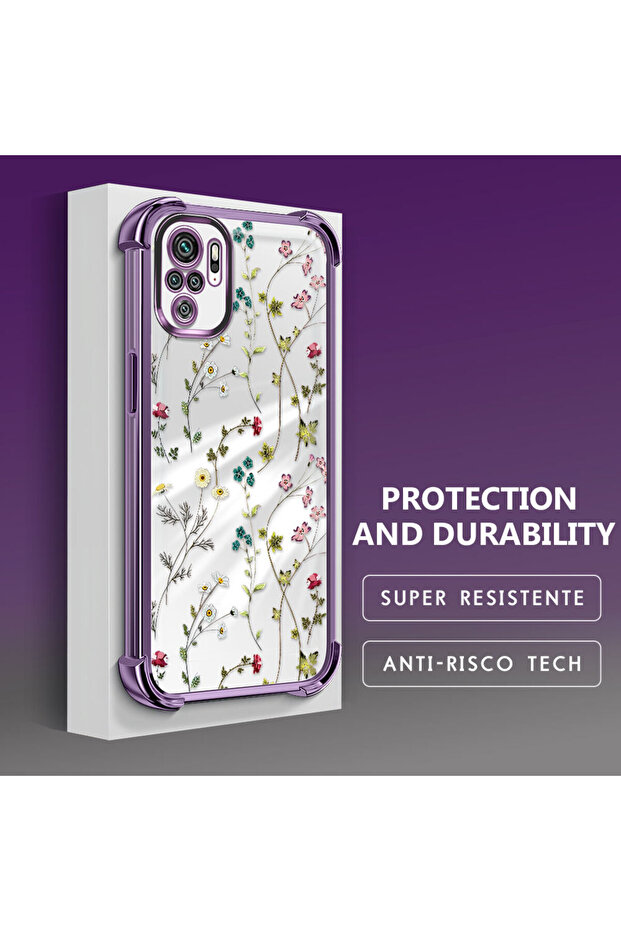 حافظة حماية من السيليكون الشفاف المتوافقة مع هاتف Xiaomi Redmi Note 10 بأنماط زهور - 4