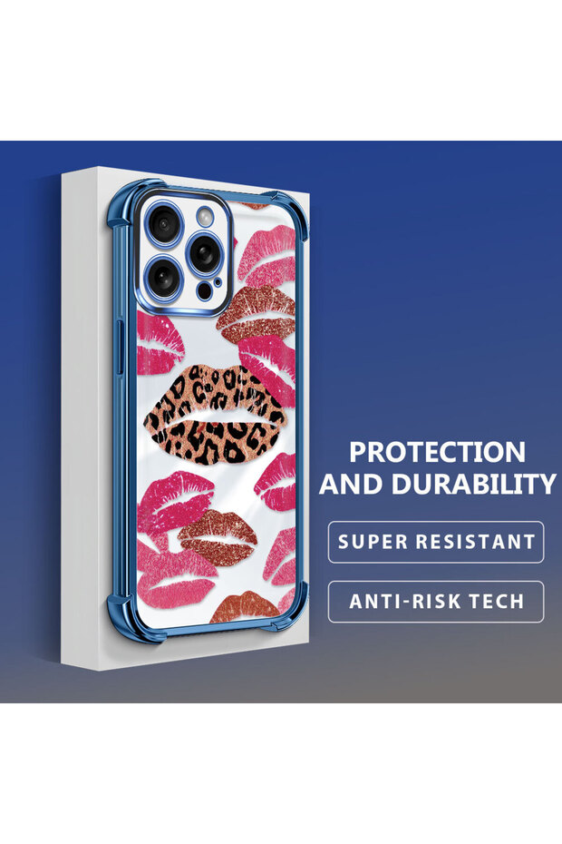 حافظة واقية من السيليكون الشفاف المتوافقة مع iPhone 15 Pro بأنماط الشفاه - 4