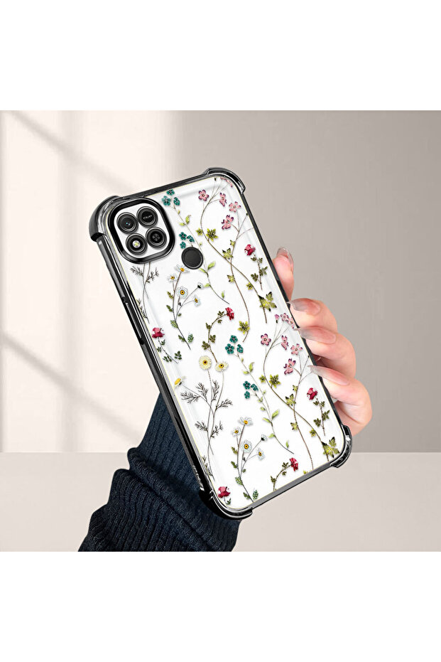 حافظة حماية من السيليكون الشفاف المتوافقة مع Xiaomi Redmi 9C، بأنماط زهور - 4