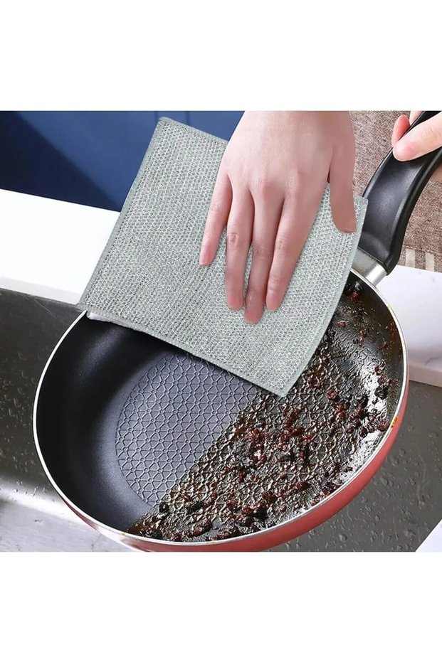 5 Pieces 20×20 cm Inox Wire Cleaning Cloth – Non-Scratch Dish & Tough Dirt Cloth