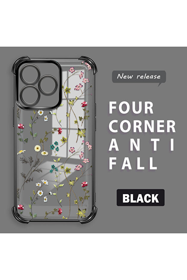 حافظة حماية من السيليكون الشفاف المتوافقة مع Realme C53 بأنماط زهور - 1