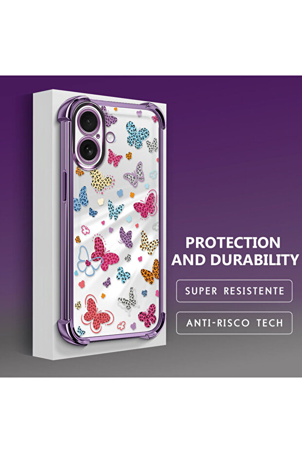 حافظة حماية من السيليكون الشفاف المتوافقة مع iPhone 16 بأنماط الفراشة - 4