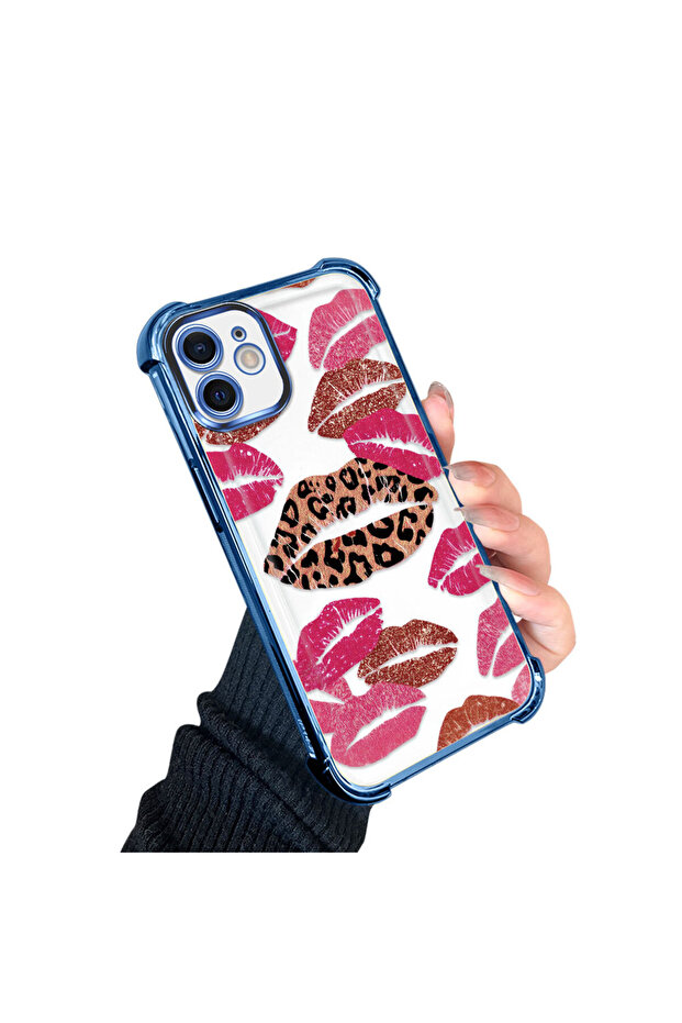 حافظة حماية من السيليكون الشفاف المتوافقة مع هاتف iPhone 12 بأنماط الشفاه - 2