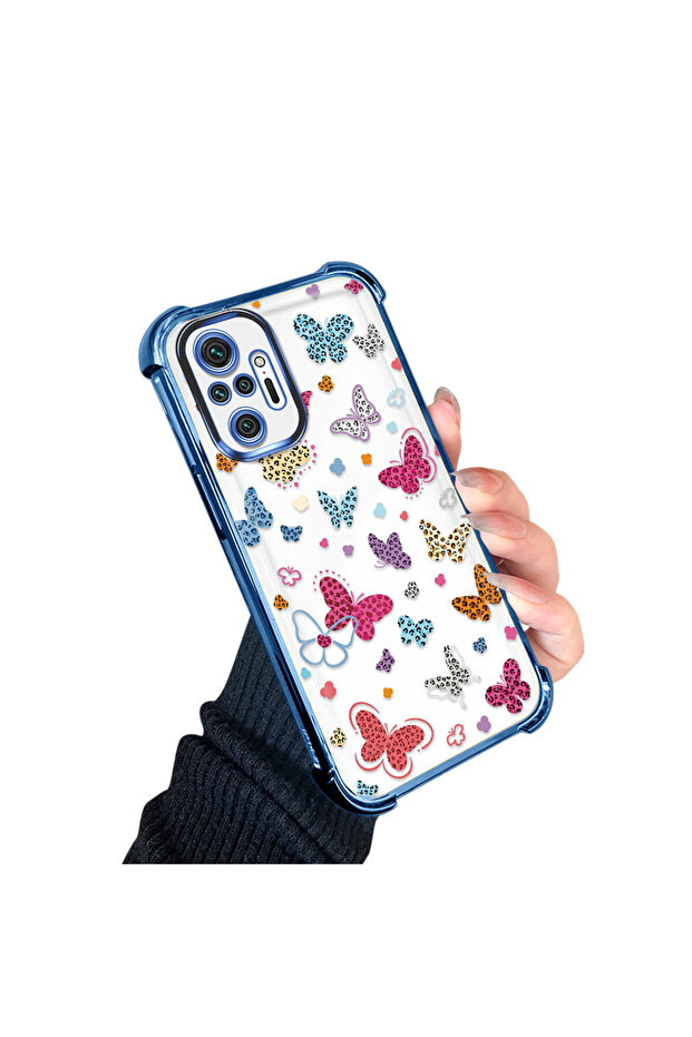 حافظة حماية من السيليكون الشفاف المتوافقة مع هاتف Xiaomi Redmi Note 10 Pro، بأنماط الفراشة - 4