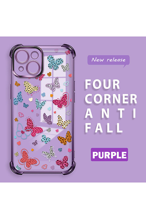 iPhone 15 Compatible Transparent Silicone Flutter Protective Case Butterfly Patterns - 3