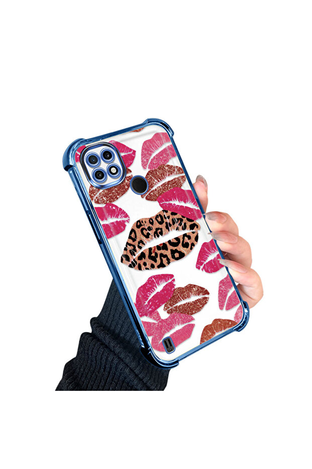 Realme C21 Compatible Transparent Silicone Flutter Protective Case Lip Patterns - 2