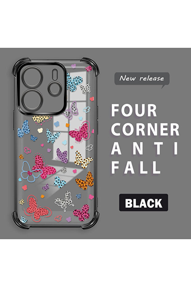 حافظة حماية من السيليكون الشفاف المتوافقة مع Xiaomi Redmi Note 14 بأنماط الفراشة - 3