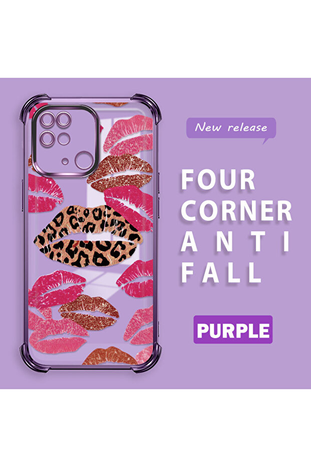 حافظة حماية من السيليكون الشفاف المتوافقة مع Xiaomi Redmi 10C، بأنماط الشفاه - 1