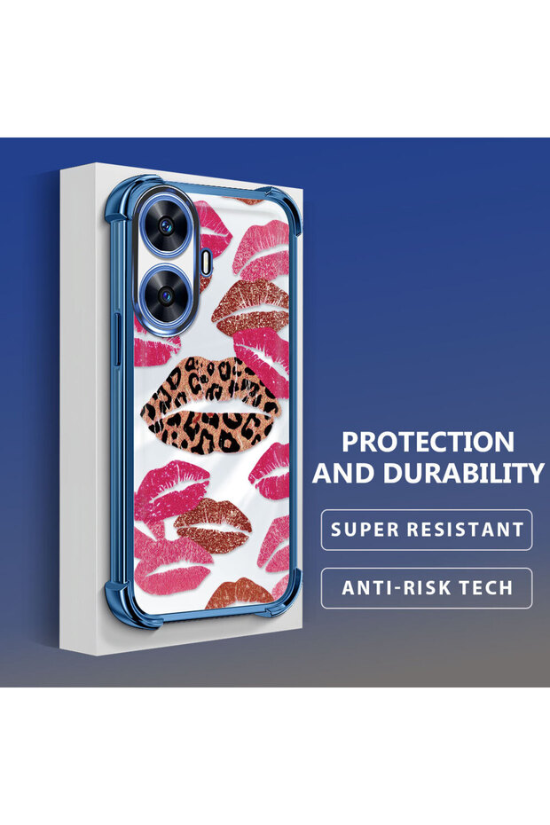 حافظة واقية من السيليكون الشفاف المتوافقة مع Realme C55 بأنماط الشفاه - 3