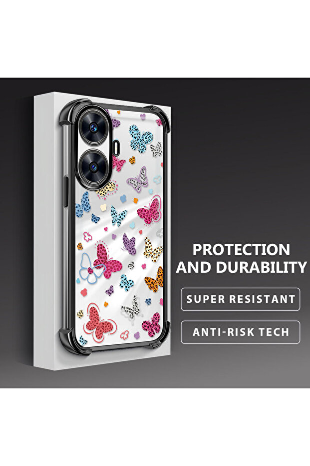 حافظة حماية من السيليكون الشفاف المتوافقة مع Realme C55 بأنماط الفراشة - 4