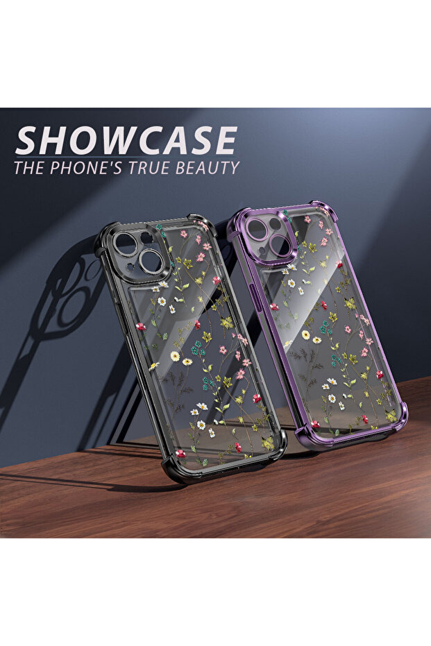 حافظة حماية من السيليكون الشفاف المتوافقة مع iPhone 16 بأنماط زهور - 8