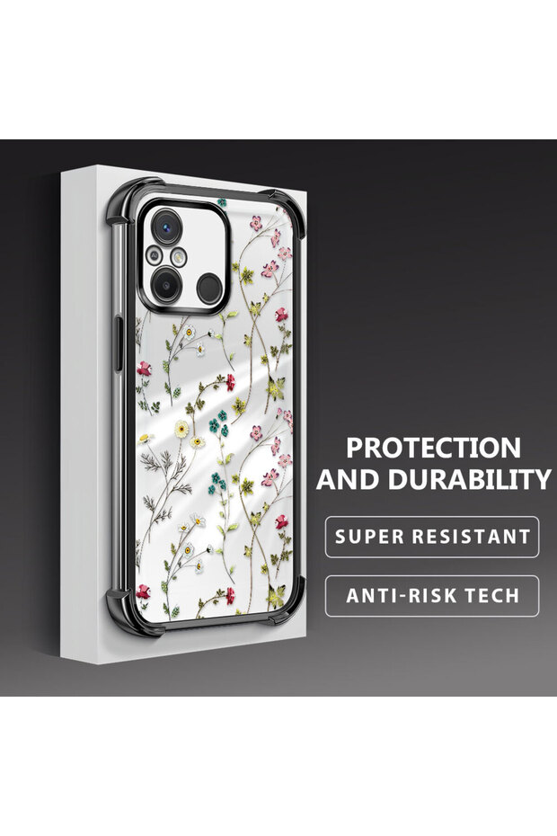 حافظة حماية من السيليكون الشفاف المتوافقة مع Xiaomi Redmi 12C، بأنماط زهور - 3