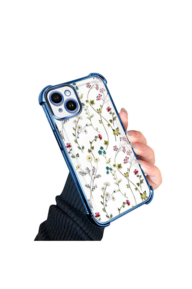 حافظة حماية من السيليكون الشفاف المتوافقة مع هاتف iPhone 14 Plus بأنماط زهور - 2