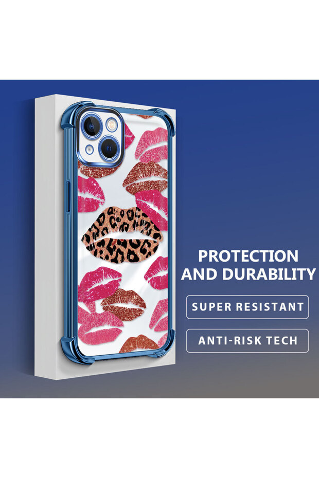 حافظة حماية من السيليكون الشفاف المتوافقة مع iPhone 13 بأنماط الشفاه - 4