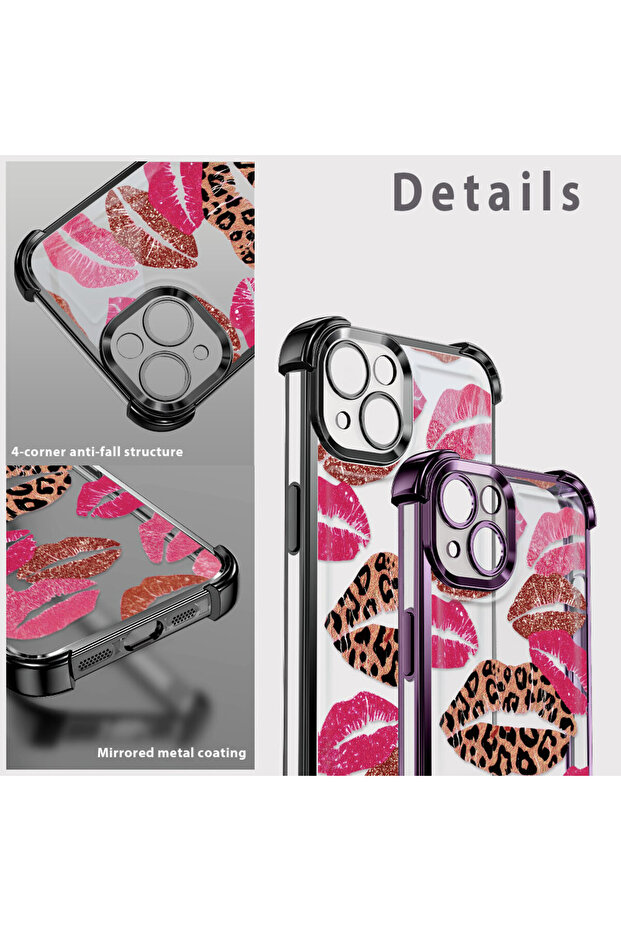 حافظة واقية من السيليكون الشفاف المتوافقة مع هاتف iPhone 14 Plus بأنماط الشفاه - 7