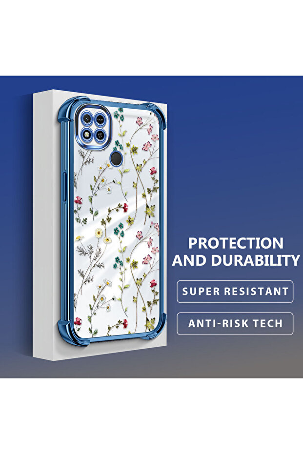 Xiaomi Redmi 9C Compatible Transparent Silicone Flutter Protective Case Flower Patterns - 3