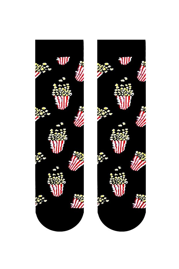 جوارب سوداء منقوشة بنمط الفشار - 1