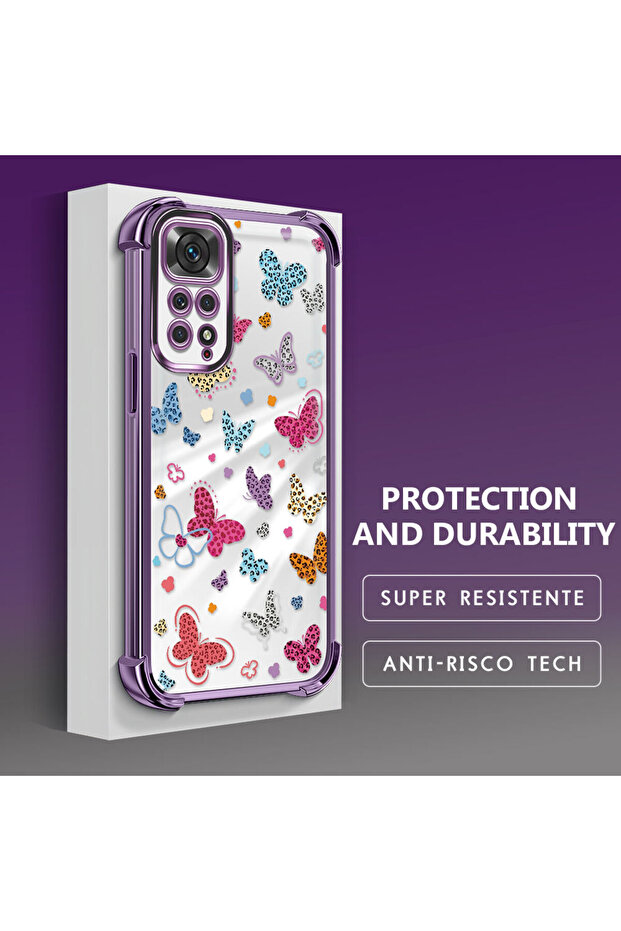 Xiaomi Redmi Note 11 Compatible Transparent Silicone Flutter Protective Case Butterfly Patterns - 5