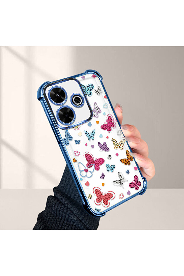 حافظة حماية من السيليكون الشفاف المتوافقة مع Xiaomi Redmi 13 بأنماط الفراشة - 1