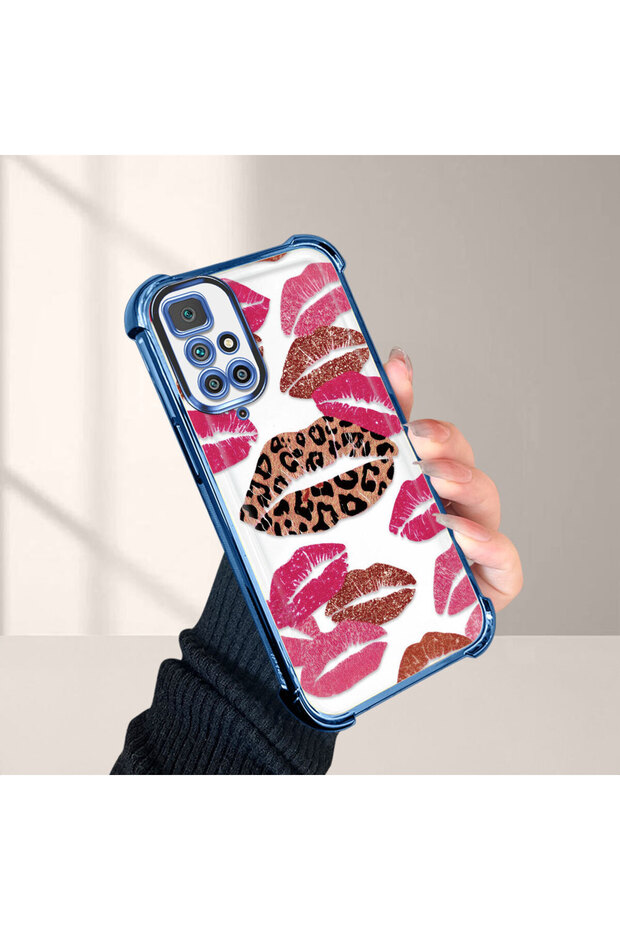 حافظة حماية من السيليكون الشفاف المتوافقة مع Xiaomi Redmi 10 بأنماط الشفاه - 4