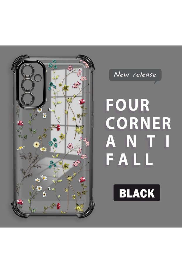 Samsung Galaxy M23 Compatible Transparent Silicone Flutter Protective Case Flower Patterns