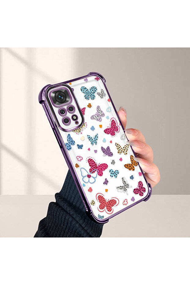 Xiaomi Redmi Note 11 Compatible Transparent Silicone Flutter Protective Case Butterfly Patterns - 1