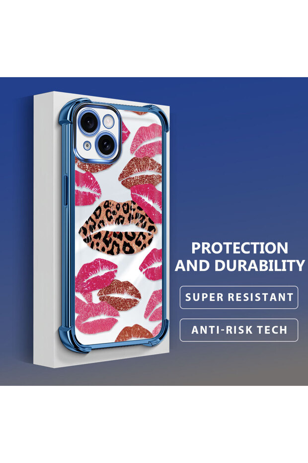 حافظة واقية من السيليكون الشفاف المتوافقة مع iPhone 15 بأنماط الشفاه - 4