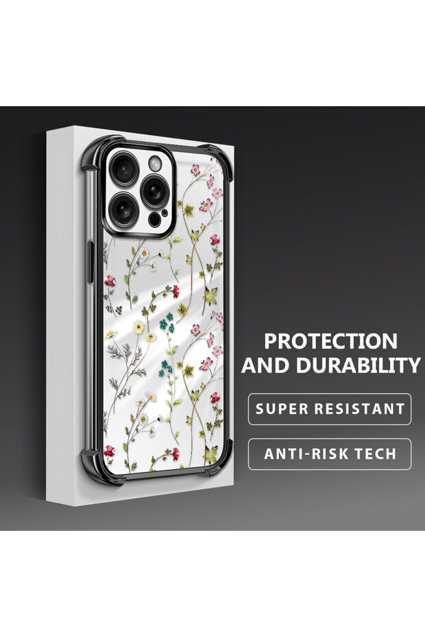 حافظة واقية من السيليكون الشفاف المتوافقة مع هاتف iPhone 15 Pro بأنماط زهور - 4