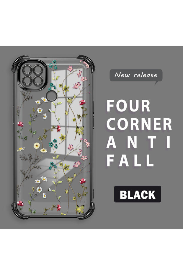 حافظة حماية من السيليكون الشفاف المتوافقة مع Xiaomi Redmi 9C، بأنماط زهور - 1