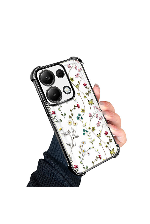 حافظة حماية من السيليكون الشفاف المتوافقة مع هاتف Xiaomi Redmi Note 13 Pro 4G بأنماط زهور - 3