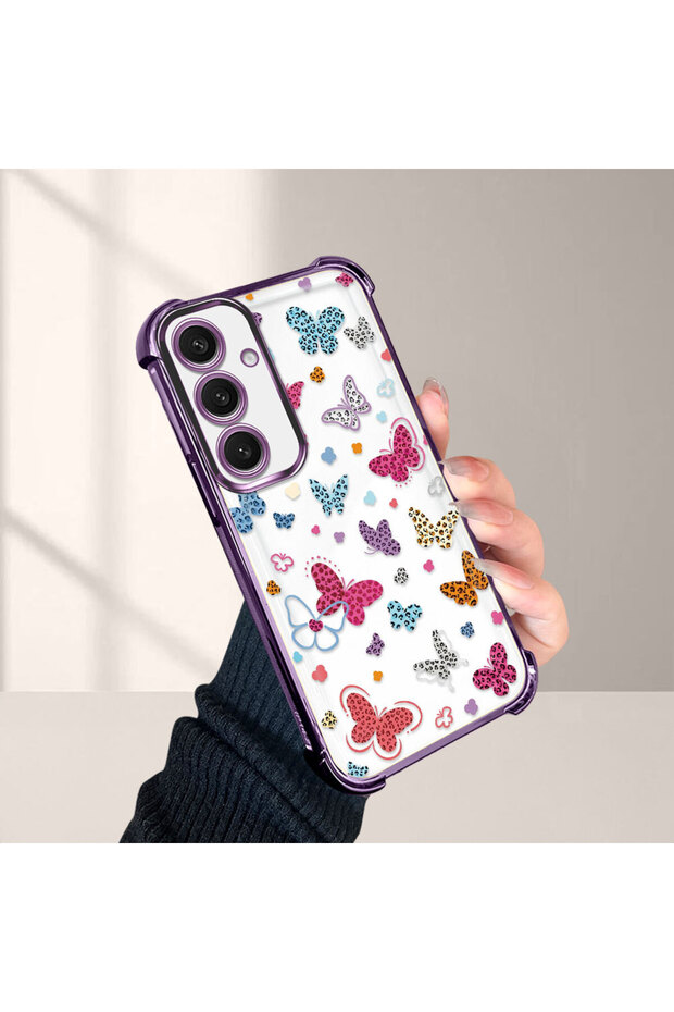 Samsung Galaxy S24 Plus Compatible Transparent Silicone Flutter Protective Case Butterfly Patterns