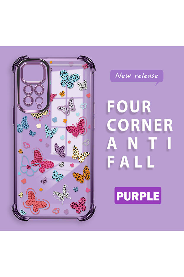 Xiaomi Redmi Note 11 Compatible Transparent Silicone Flutter Protective Case Butterfly Patterns - 3