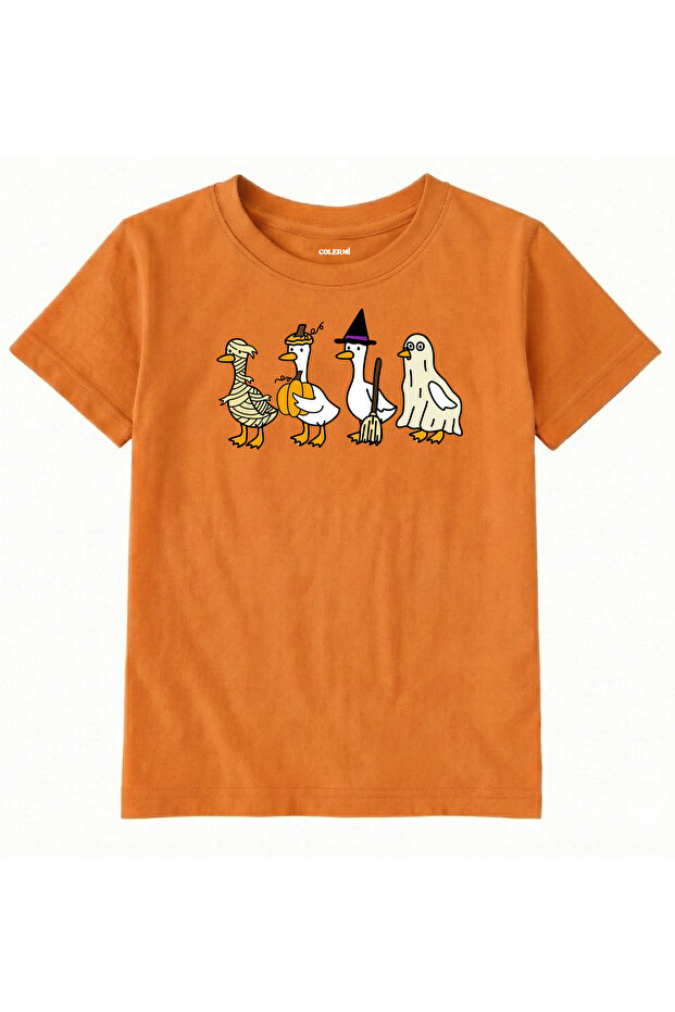 Cotton Fabric Children's T-Shirt – Costumed Geese Printed