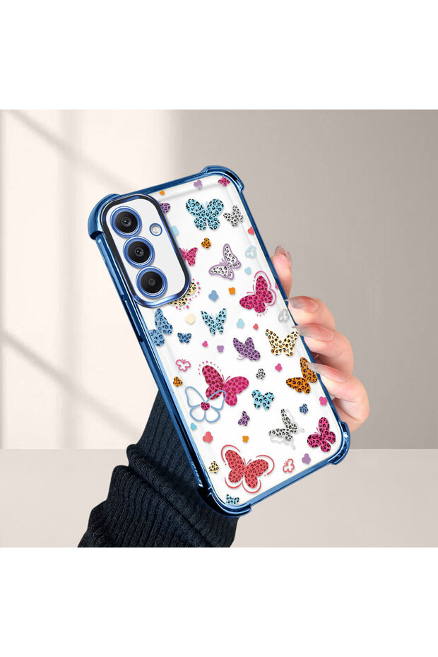 Samsung Galaxy A25 Compatible Transparent Silicone Flutter Protective Case Butterfly Patterns