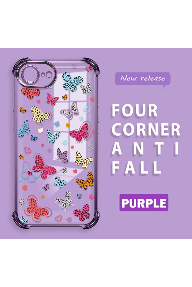 حافظة حماية من السيليكون الشفاف المتوافقة مع iPhone 16e بأنماط الفراشة - 2