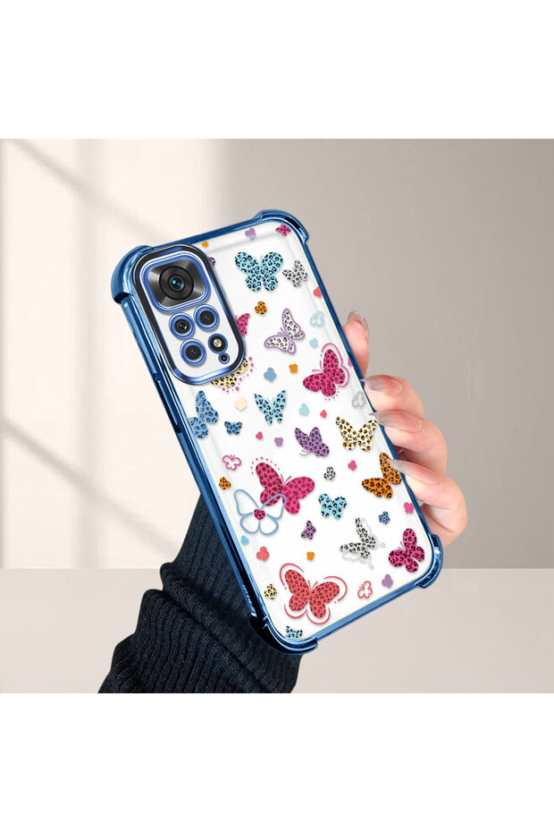 حافظة حماية من السيليكون الشفاف المتوافقة مع Xiaomi Redmi Note 11 بأنماط الفراشة - 1