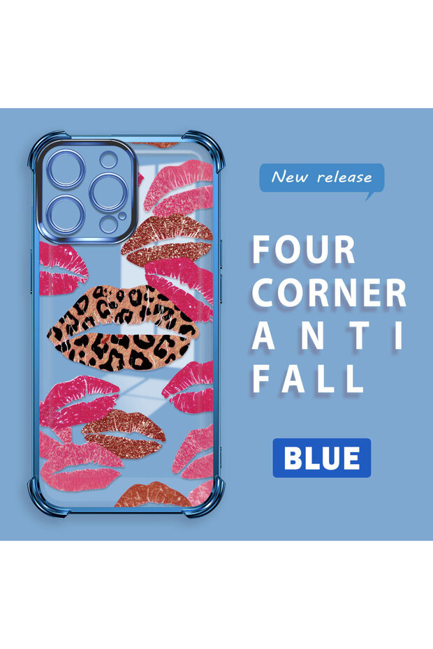 iPhone 14 Pro Max Compatible Transparent Silicone Flutter Protective Case Lip Patterns - 1