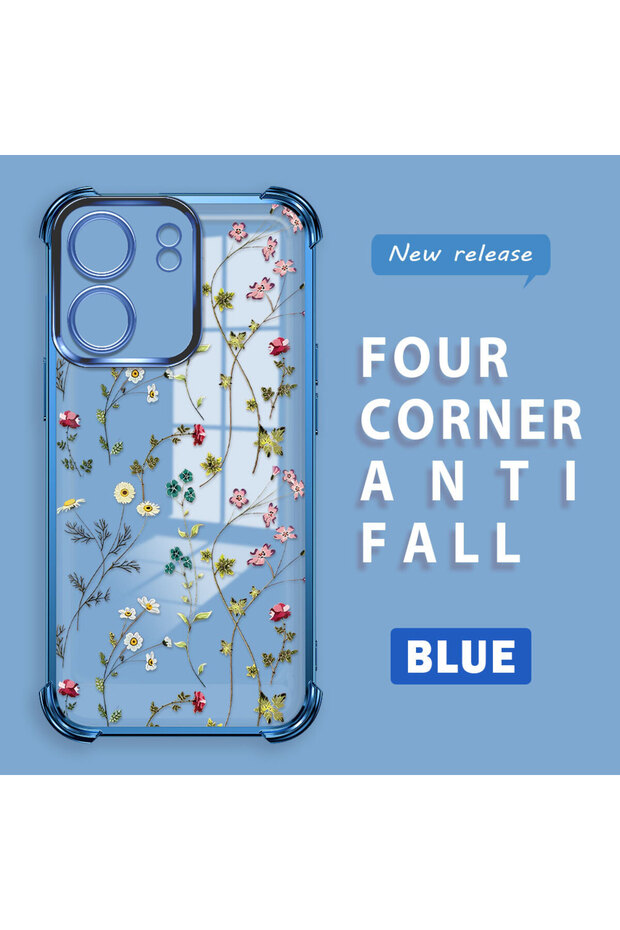 حافظة حماية من السيليكون الشفاف المتوافقة مع Xiaomi Poco C65 بأنماط زهور - 1