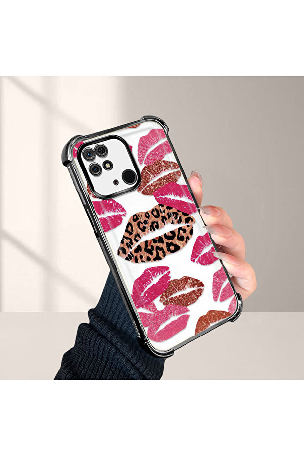 حافظة حماية من السيليكون الشفاف المتوافقة مع Xiaomi Redmi 10C، بأنماط الشفاه - 4