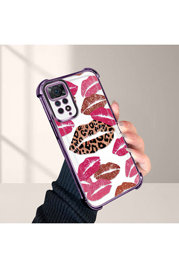 حافظة حماية من السيليكون الشفاف المتوافقة مع هاتف Xiaomi Redmi Note 11 Pro، بأنماط الشفاه - 4